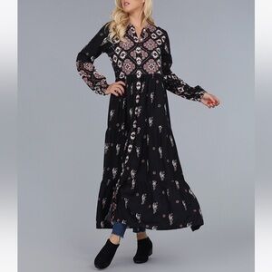 Ananda’s Collection Button Down Maxi Dress Long Sleeve India 100% Rayon